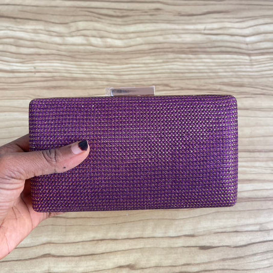 Small Shimmery Clutch Purse - Purple