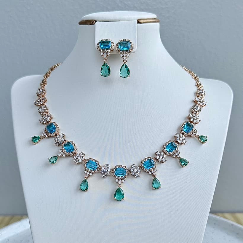 Luxury Cubic Zirconia Necklace and Earring Jewelry Set