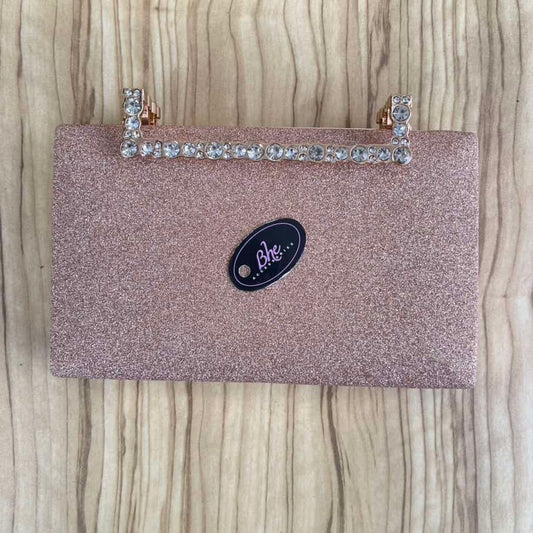 Flip Clasp Glitter Clutch - Rosegold