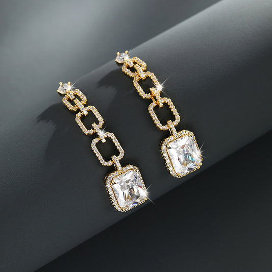 Gold Plated Chain Link Drop Earrings - Gold