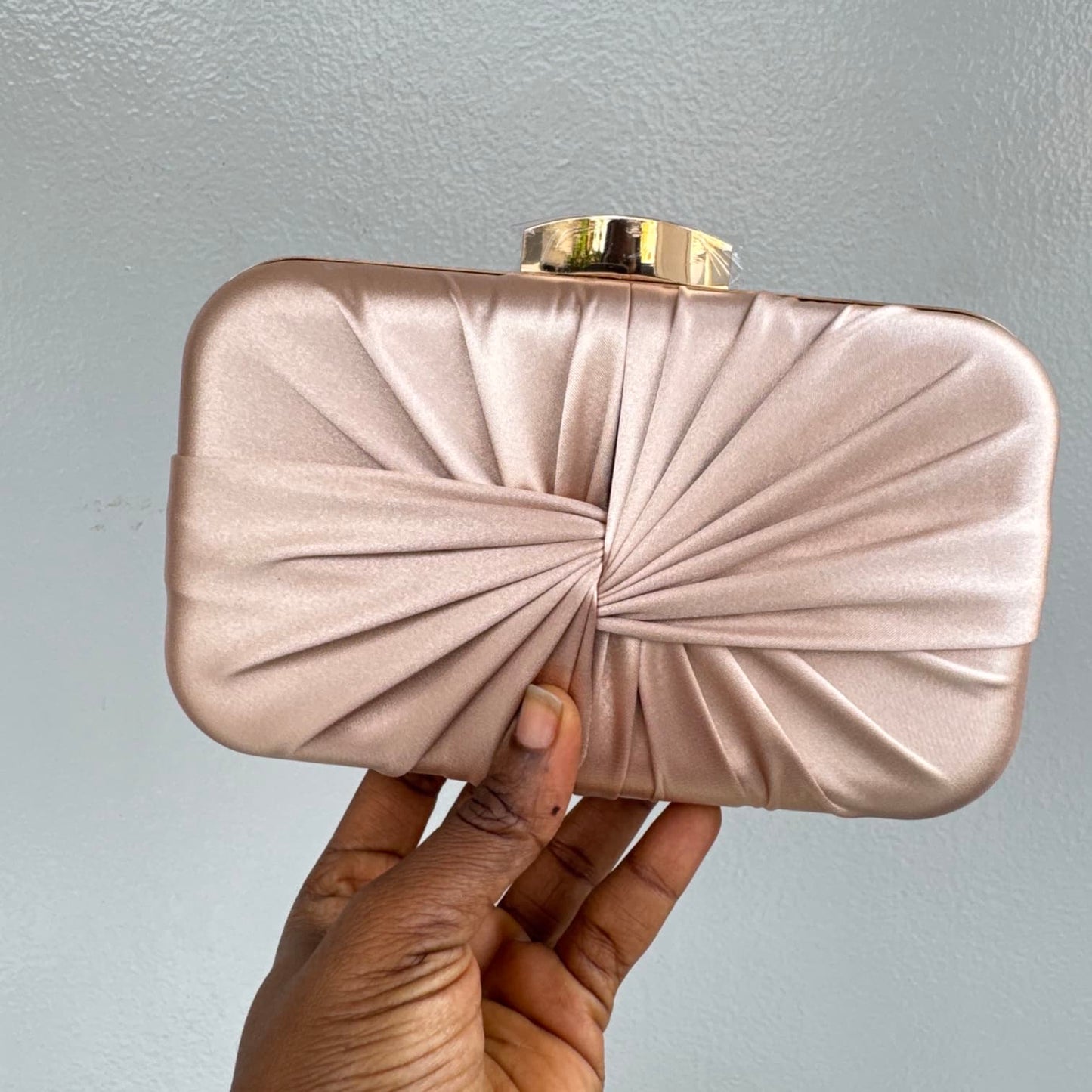 Twist Front Satin Clutch Purse