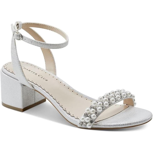 Charter Club Pearl Embellished Block Heel Sandal