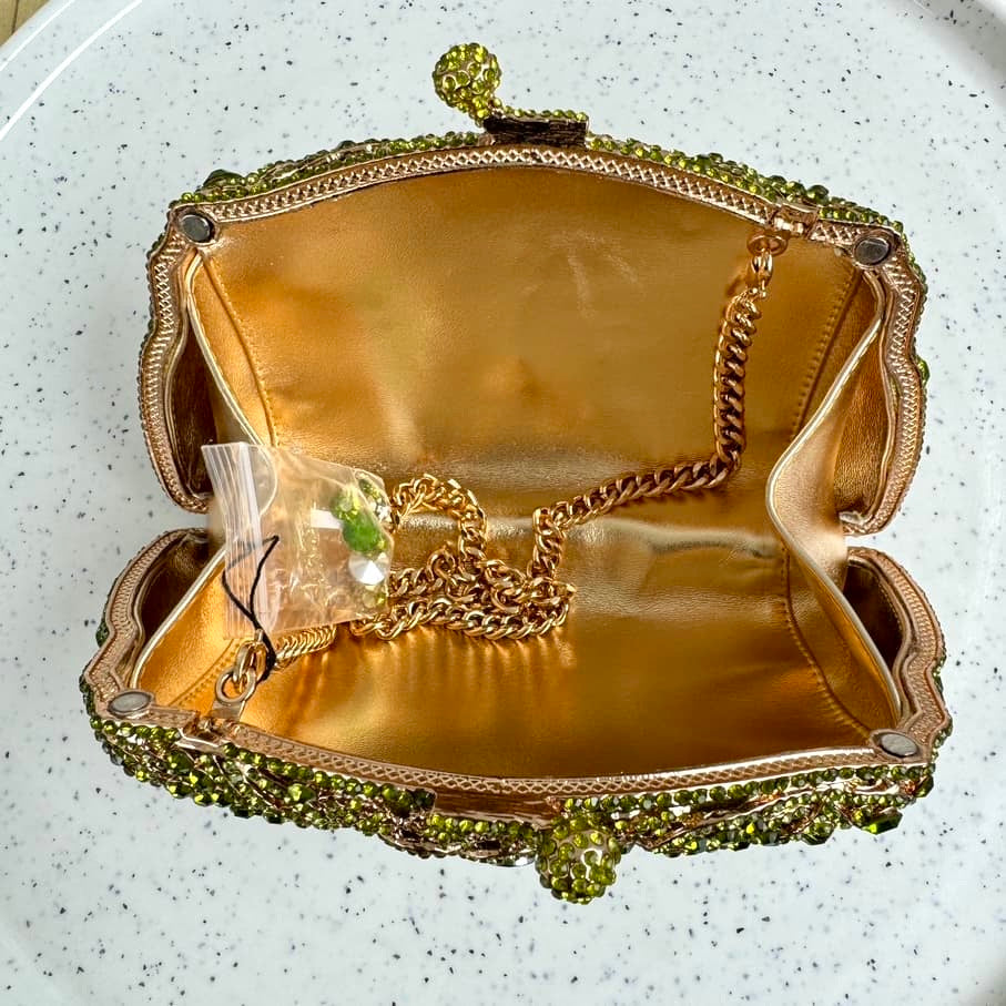 Occasion Crystal Clutch Purse - Olive Green