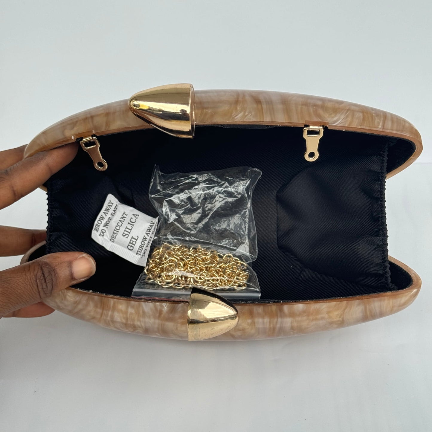 Stylish Gold Clasp Acrylic Clutch