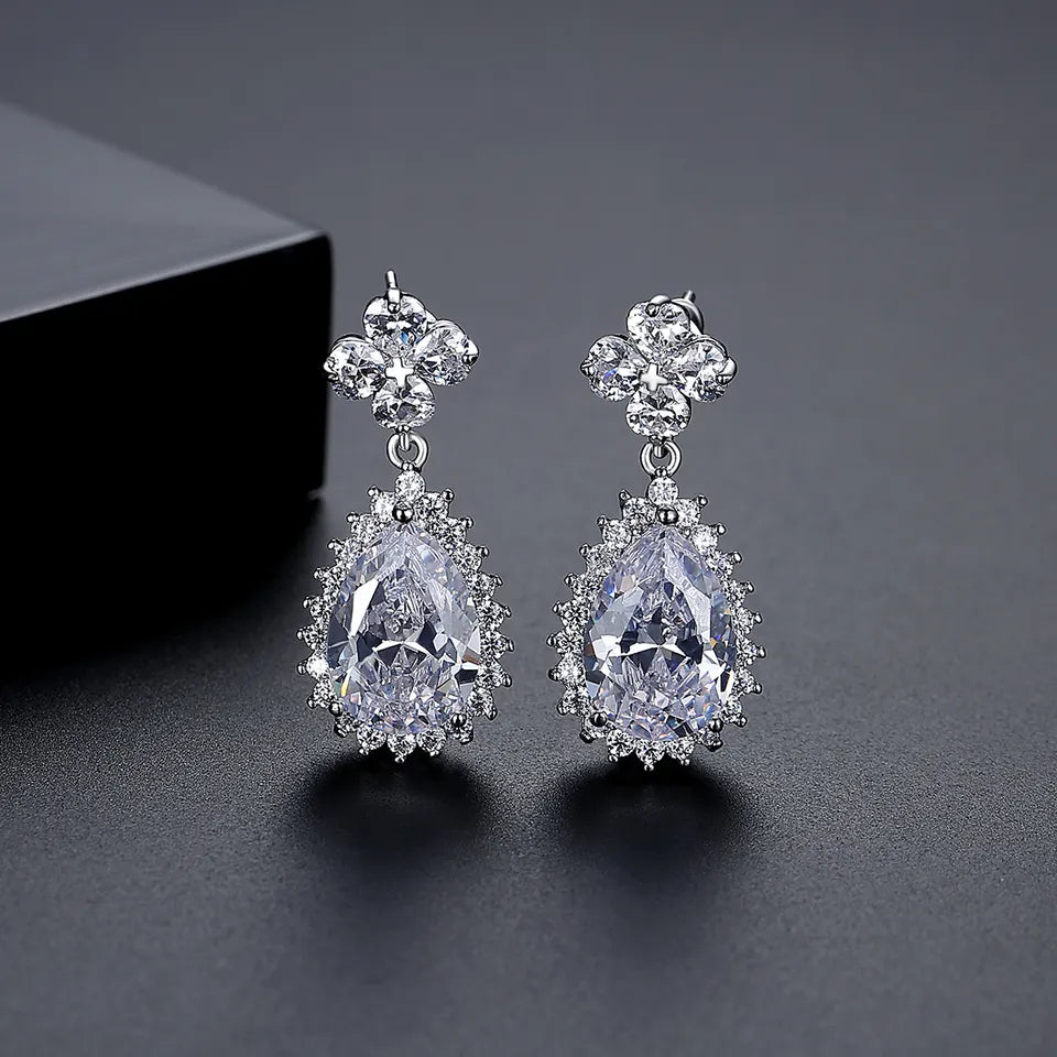 Small Tear Drop Cubic Zirconia Earring