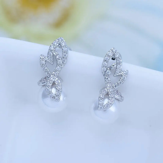 Small Drop Stud Cubic Zirconia Pearl Earring