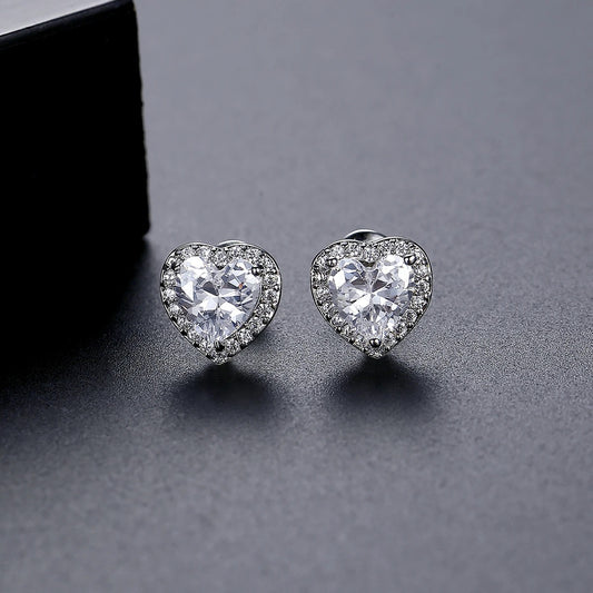 Small Heart Shape Cubic Zirconia Stud Earrings