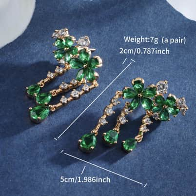 Gold Plated Small Drop Earrings - Emerald Green