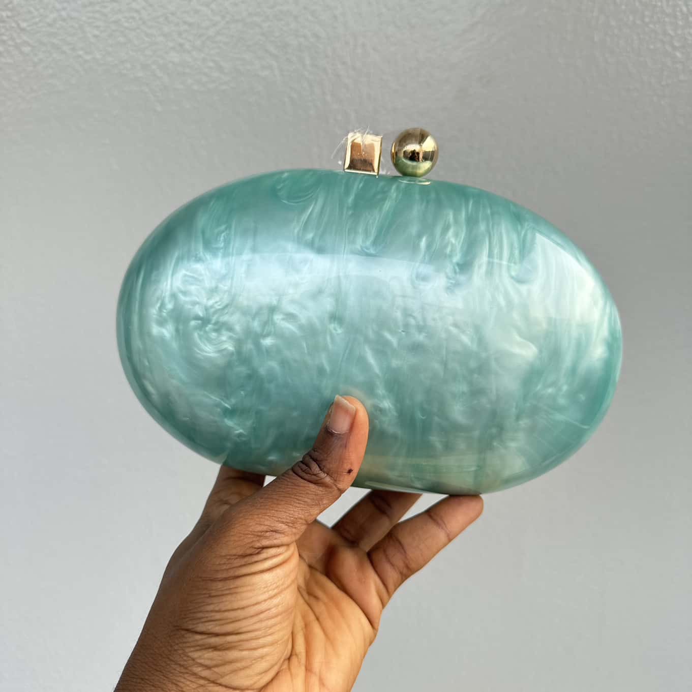 Oval Acrylic Clutch Purse - Mint Green