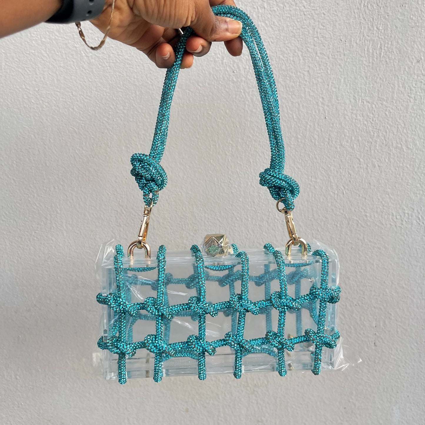 Crystal Knot Transparent Clutch